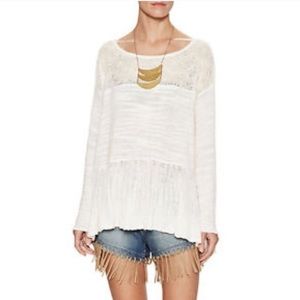 Free People Ivory Cream Kristobel Lace Sweater